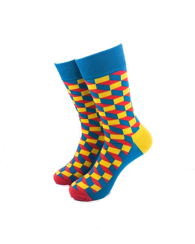 3D Cubes Blue Yellow
