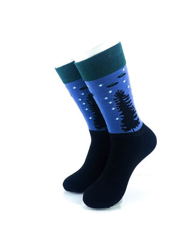 cooldesocks alien forest crew socks front view image