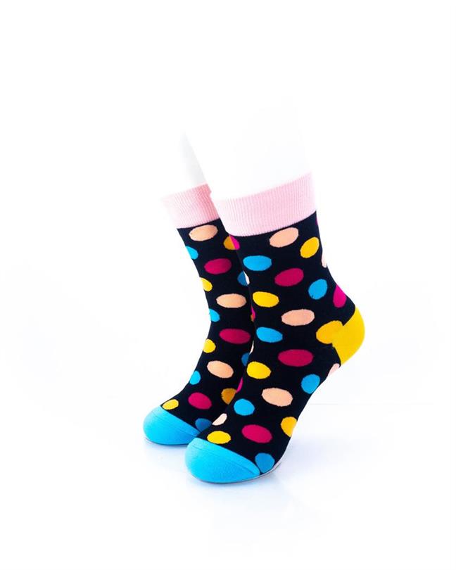 cooldesocks big dot black pink quarter socks front view image