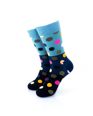 cooldesocks big dot crew socks rear view image black blue crew socks front view image