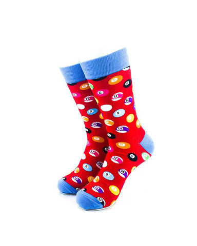 cooldesocks billiard balls red crew socks front view image