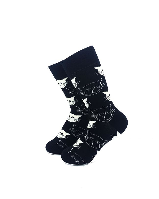 cooldesocks black and white cats quarter socks left view image