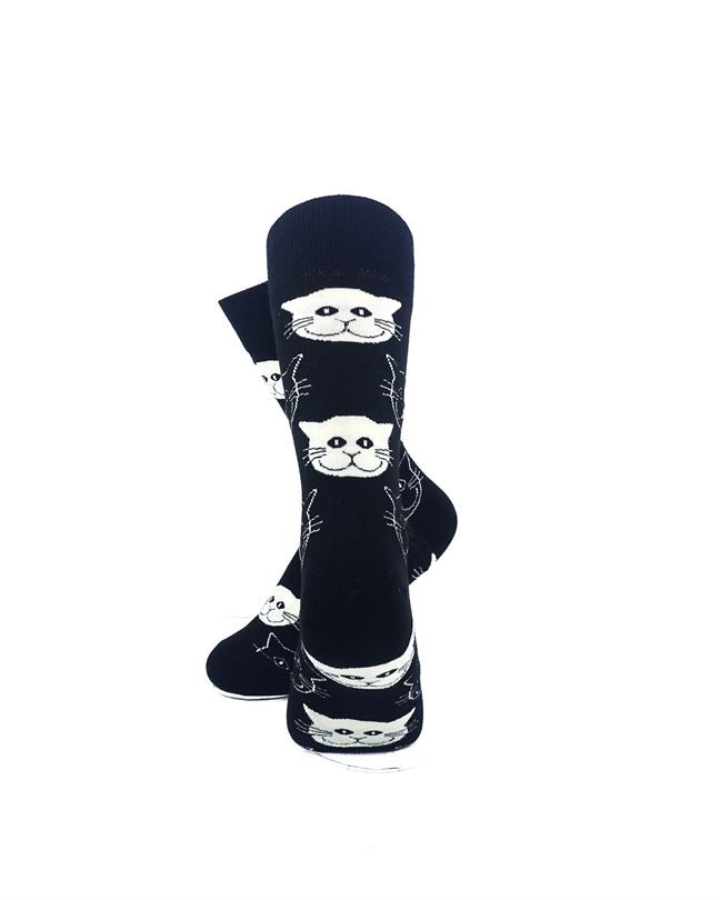 cooldesocks black and white cats quarter socks rear view image