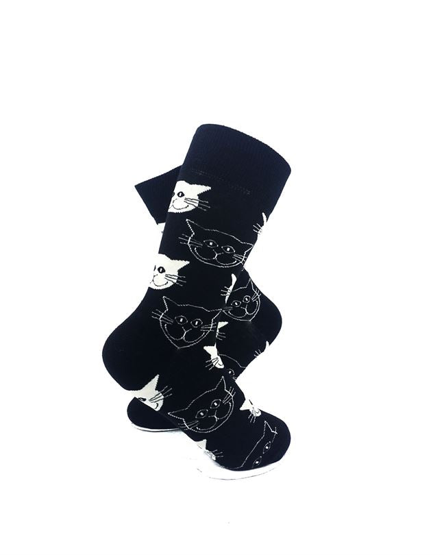 cooldesocks black and white cats quarter socks right view image