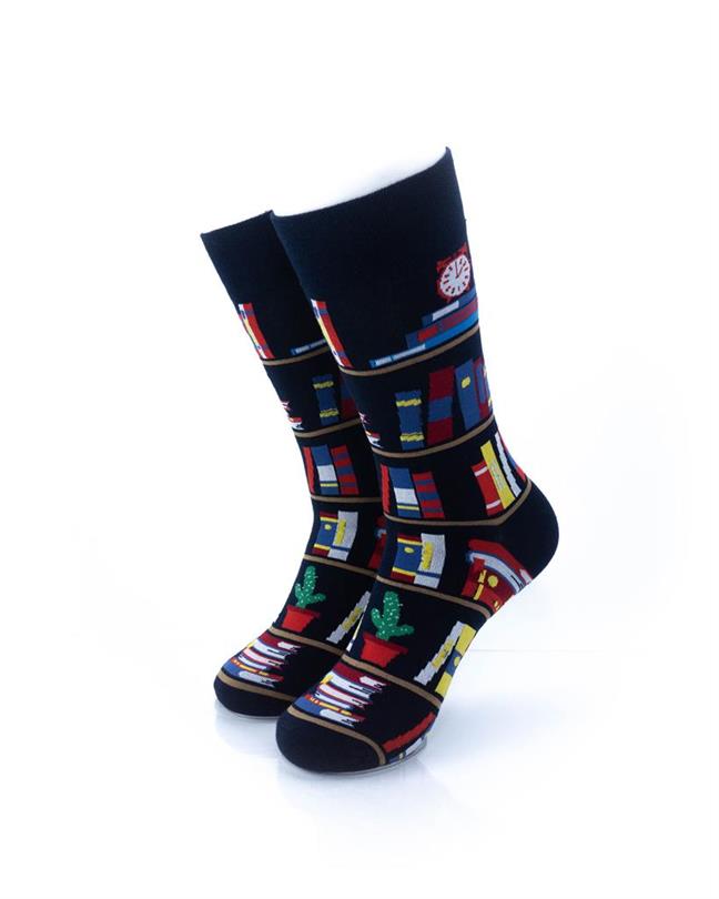 cooldesocks bookshelf crew socks front view image