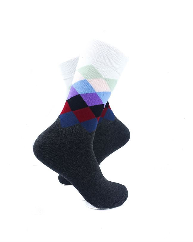 cooldesocks checkered colorful white crew socks right view image
