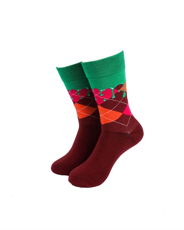 Checkered Maroon Green Drips
