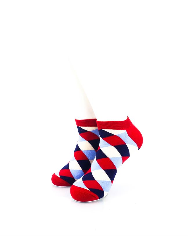 cooldesocks checkered neo red ankle socks front view image