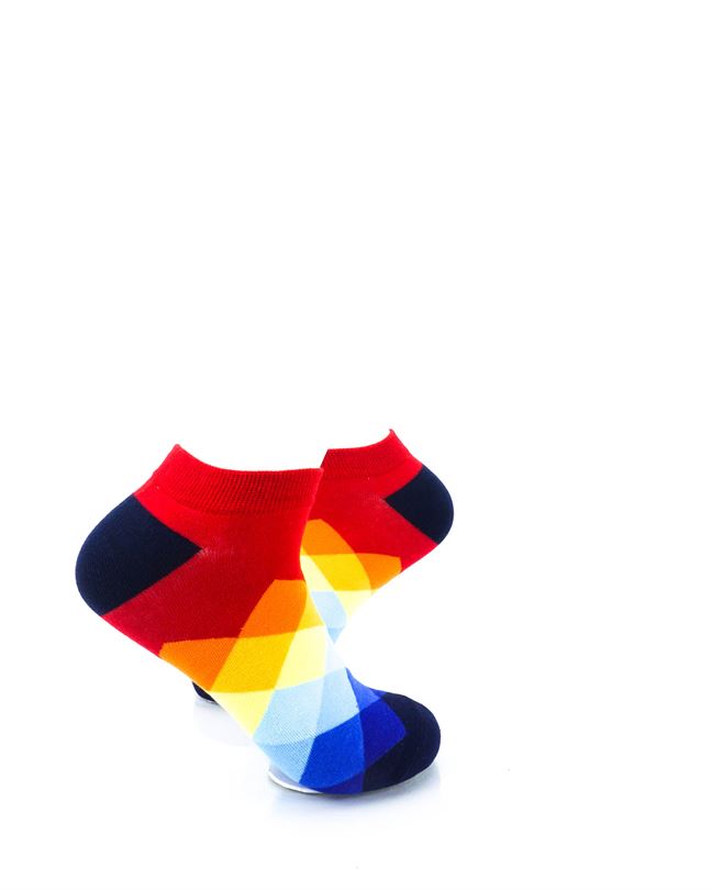 cooldesocks checkered rainbow red ankle socks right view image