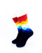 cooldesocks checkered rainbow red crew socks front view image