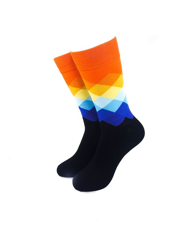 cooldesocks checkered yellow black crew socks front view image