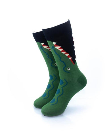 cooldesocks crocodile bite crew socks front view image