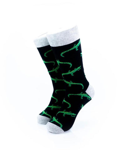 cooldesocks crocodile green crew socks front view image