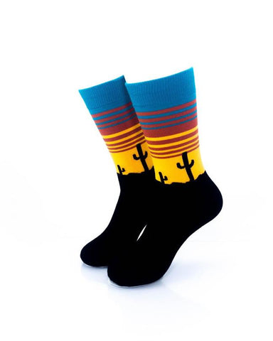 cooldesocks desert sunset crew socks front view image