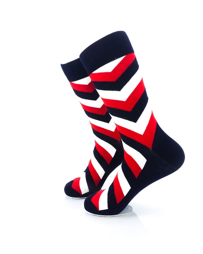 cooldesocks diagonal striped red black crew socks left view image