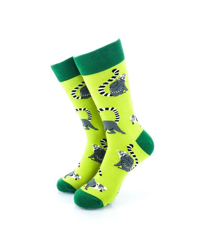 cooldesocks lemurs green crew socks front view image