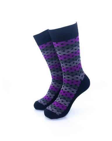 cooldesocks old school purple dots crew socks front view image