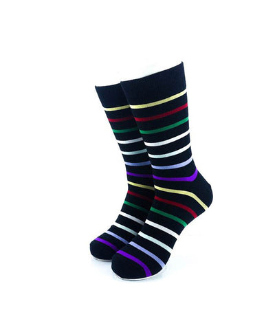 cooldesocks rainbow stripes crew socks front view image