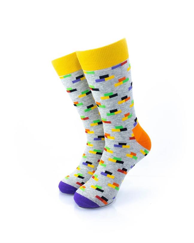 cooldesocks rectangle mosaic gray crew socks front view image