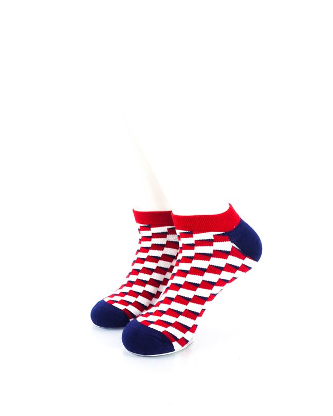 cooldesocks red blue white bricks ankle socks front view image