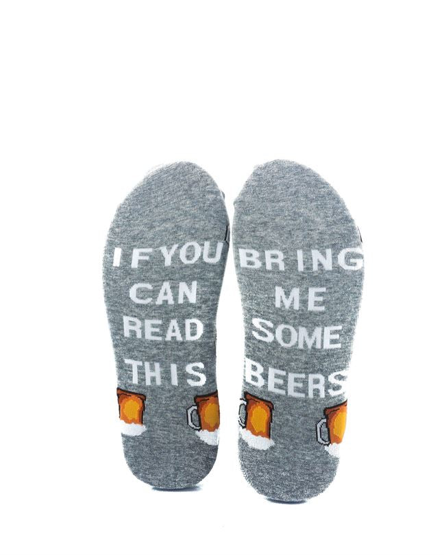 cooldesocks say bring me some beers crew socks sole view image