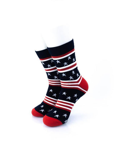 cooldesocks star spangled black crew socks front view image