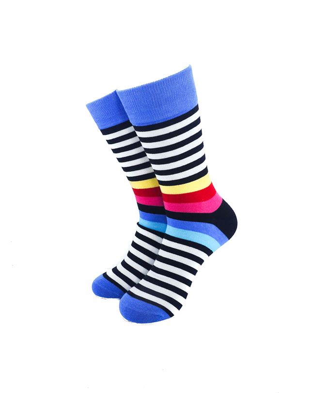 cooldesocks striped fun blue crew socks front view image