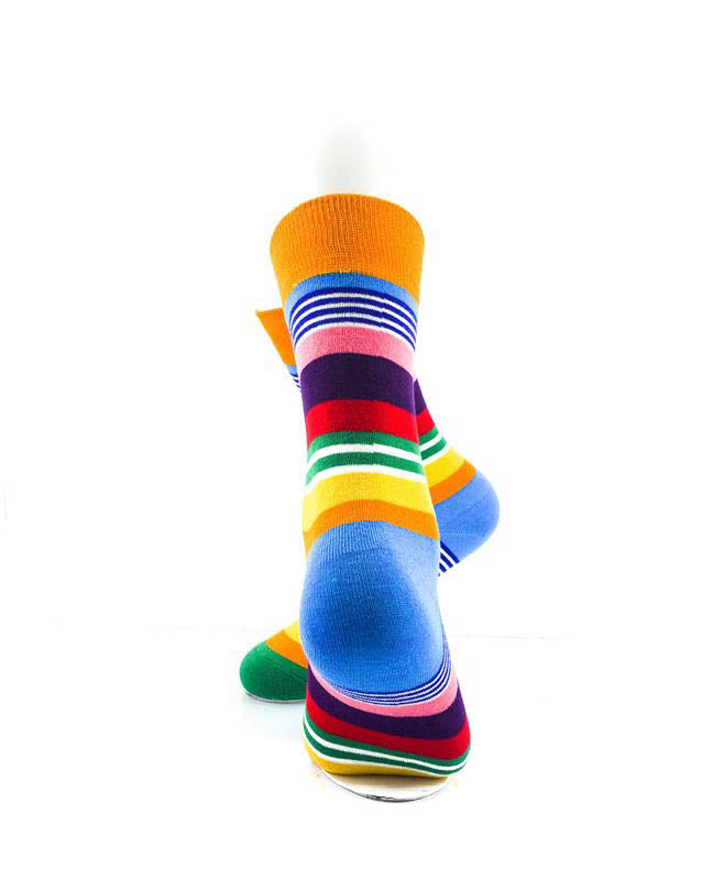 cooldesocks striped neo colorful crew socks rear view image