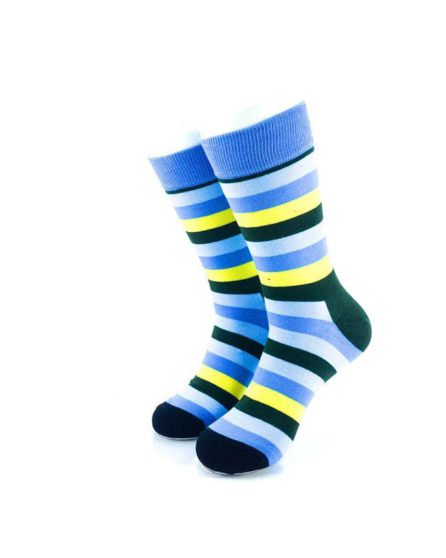 cooldesocks striped vintage green blue crew socks front view image