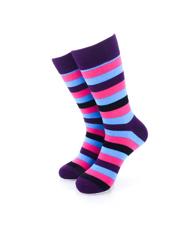 cooldesocks striped vintage red blue crew socks front view image