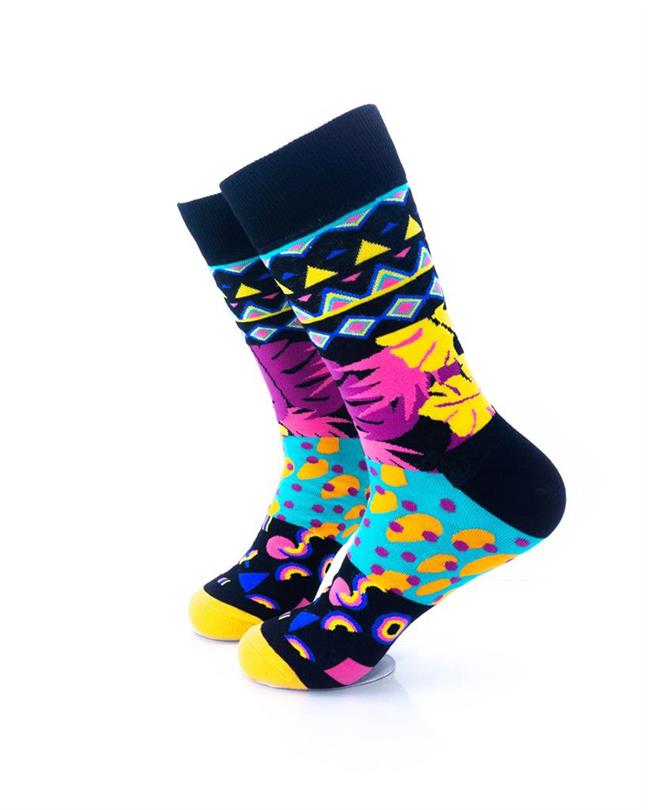 cooldesocks tribal colourful pattern crew socks left view image