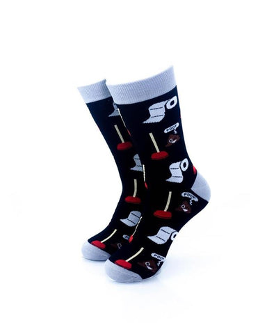 cooldesocks winking poop toilet paper crew socks front view image