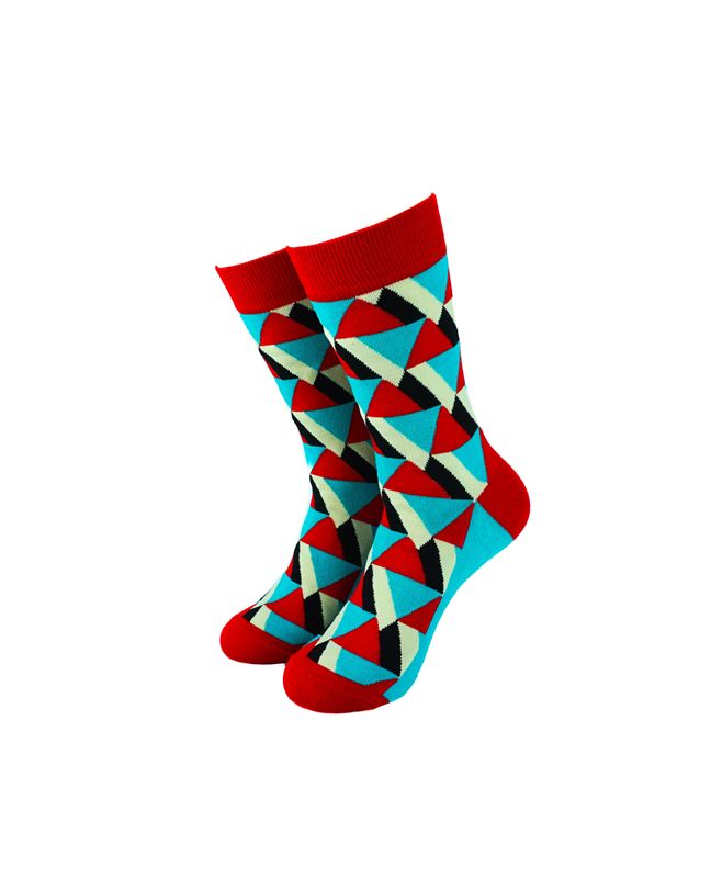 Sock Geometry Red Turquoise Geometry Socks — CoolDeSocks | Online Shop