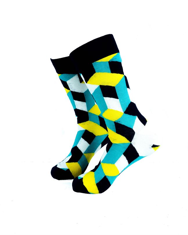 3D Blocks Teal Yellow