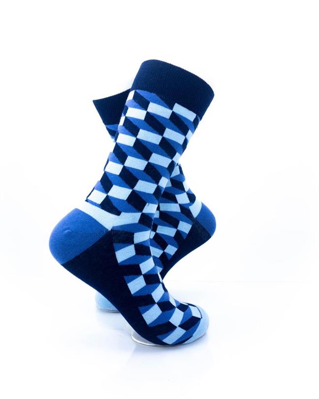 cooldesocks 3d cubes blue crew socks right view image