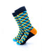 cooldesocks 3d cubes blue orange crew socks left view image