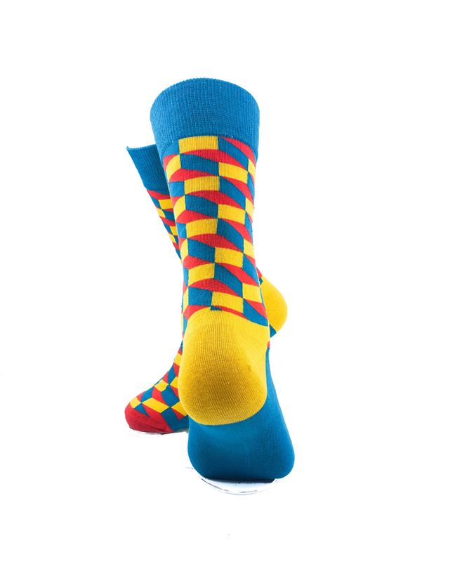 3D Cubes Blue Yellow