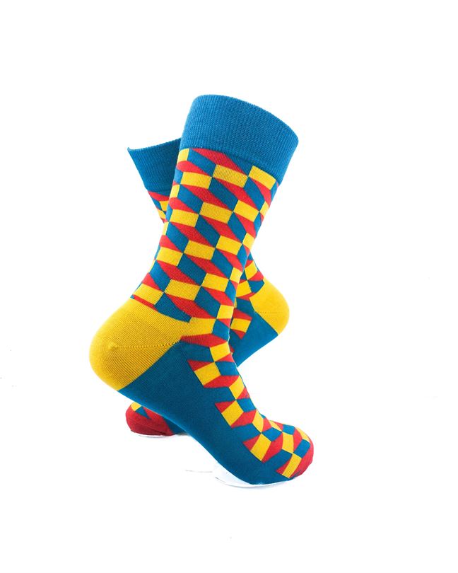 3D Cubes Blue Yellow