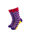 cooldesocks 3d cubes colorful purple crew socks front view image