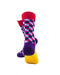 cooldesocks 3d cubes colorful purple crew socks rear view image