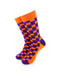 cooldesocks 3d cubes orange purple crew socks front view image