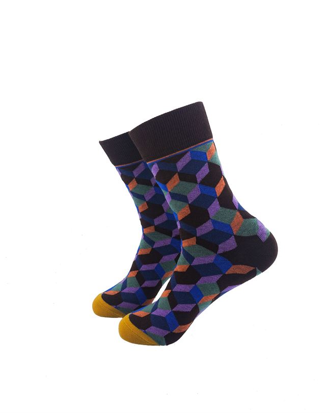 3D Cubes Purple Dark Brown