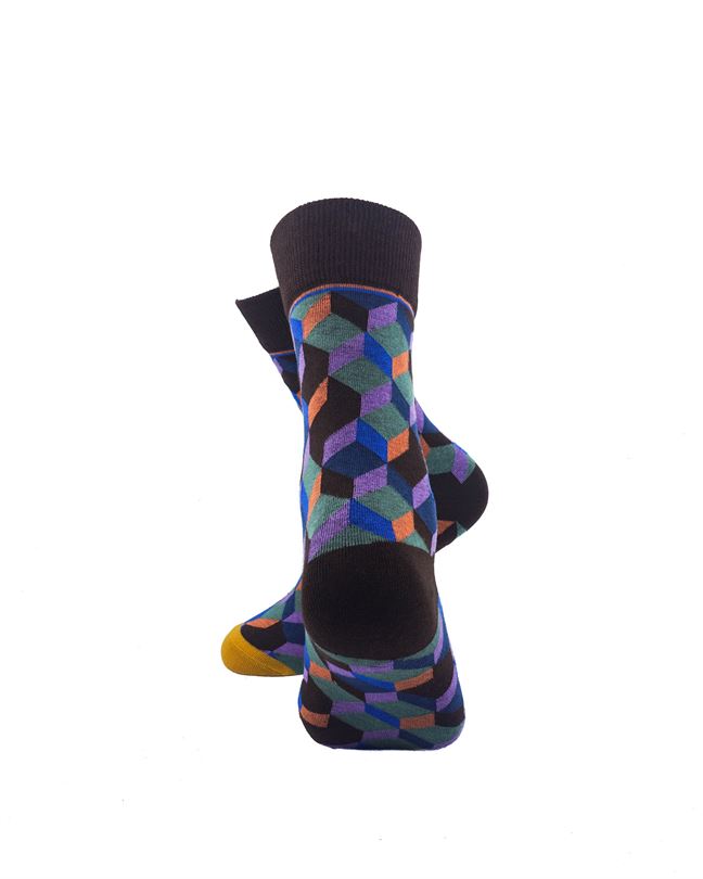 3D Cubes Purple Dark Brown