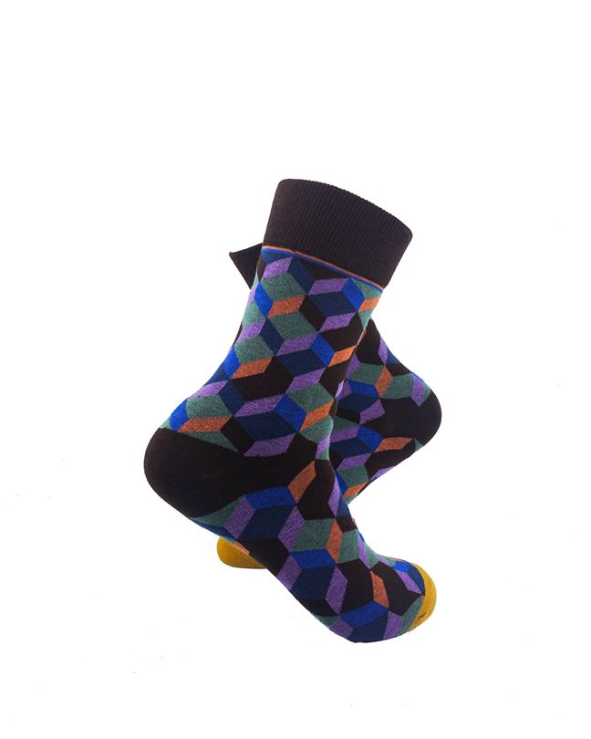 3D Cubes Purple Dark Brown