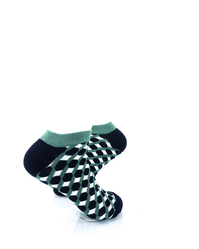 cooldesocks 3d cubes vector green ankle socks right view image