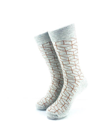 cooldesocks 3d cubes wire grey crew socks front view image