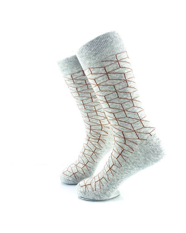 cooldesocks 3d cubes wire grey crew socks left view image