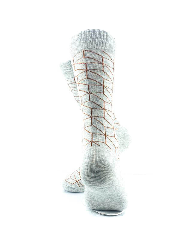 cooldesocks 3d cubes wire grey crew socks rear view image