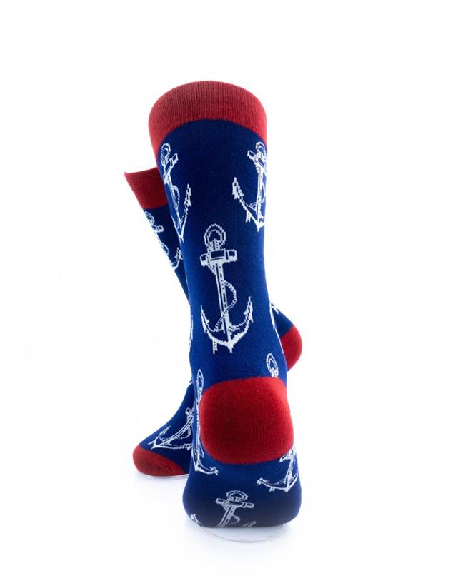cooldesocks anchor blue crew socks rear view image