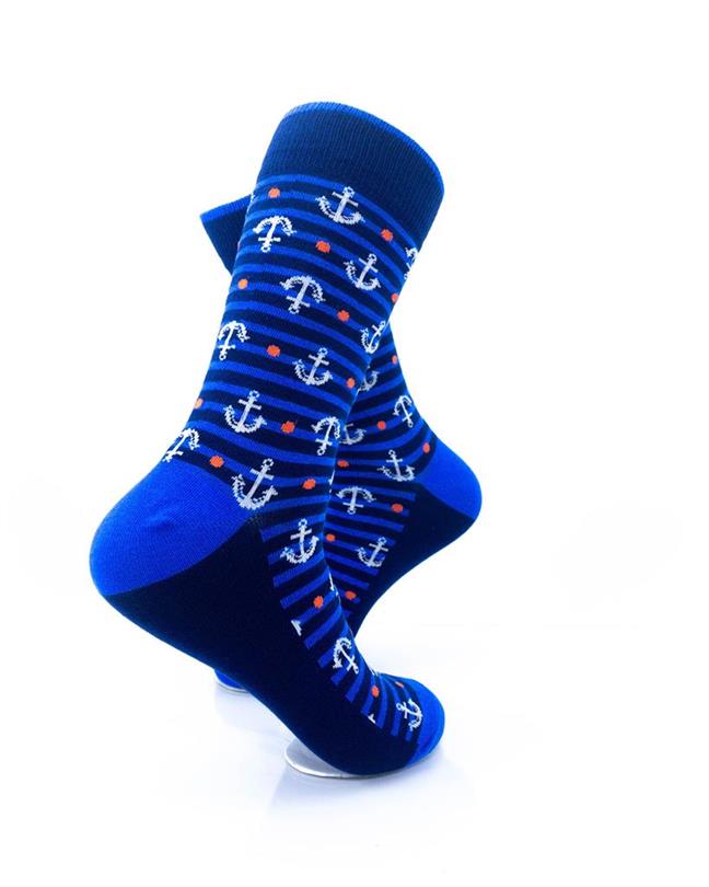 cooldesocks anchor in blue stripes crew socks right view image